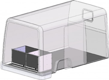 twee ladeblokken, BEKS verhoogde vloersysteem, H= 500 mm., Br= 600/500 mm.