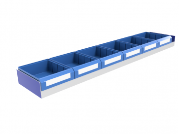 Set kunststof bakken voor legbord L=1475 mm. Infinity diepte 275 mm.