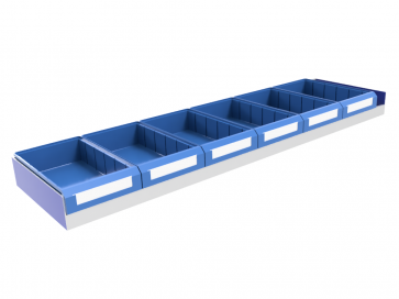 Set kunststof bakken voor legbord L=1475 mm. Infinity diepte 375 mm.