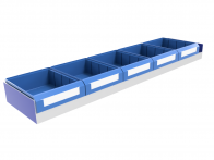 Set kunststof bakken voor legbord L=1225 mm. Infinity diepte 275 mm.