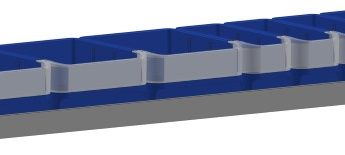 Set kunststof bakken voor Infinity legbord L=1225 mm. en diepte 275 mm.