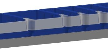 Set kunststof bakken voor Infinity legbord L=975 mm. en diepte 275 mm.