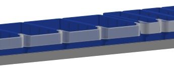 Set kunststof bakken voor Infinity legbord L=1475 mm. en diepte 375 mm.