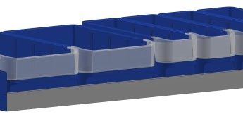 Set kunststof bakken voor Infinity legbord L=975 mm. en diepte 375 mm.