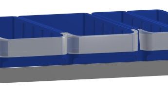 Set kunststof bakken voor Infinity legbord L=725 mm. en diepte 475 mm.
