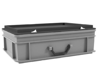 Kunststof koffer met scharnierende deksel, 400 x 300 x 135 mm. voor ProWood kasten.