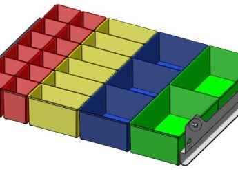Ladeindeling 23 bakjes lade breedte 475 mm. diepte 375 mm.