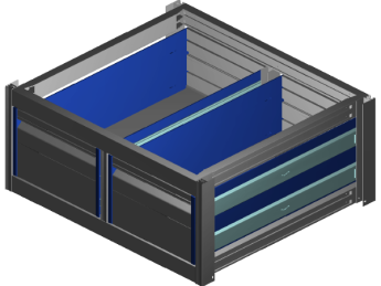 Aluminium verhoogde vloersysteem Br705-L620-H300, 2x lade 200